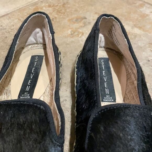 Steven by Steve Madden Lanii Black Calf Hair Espadrilles Shoes Womens Size 8.5 - Picture 3 of 12